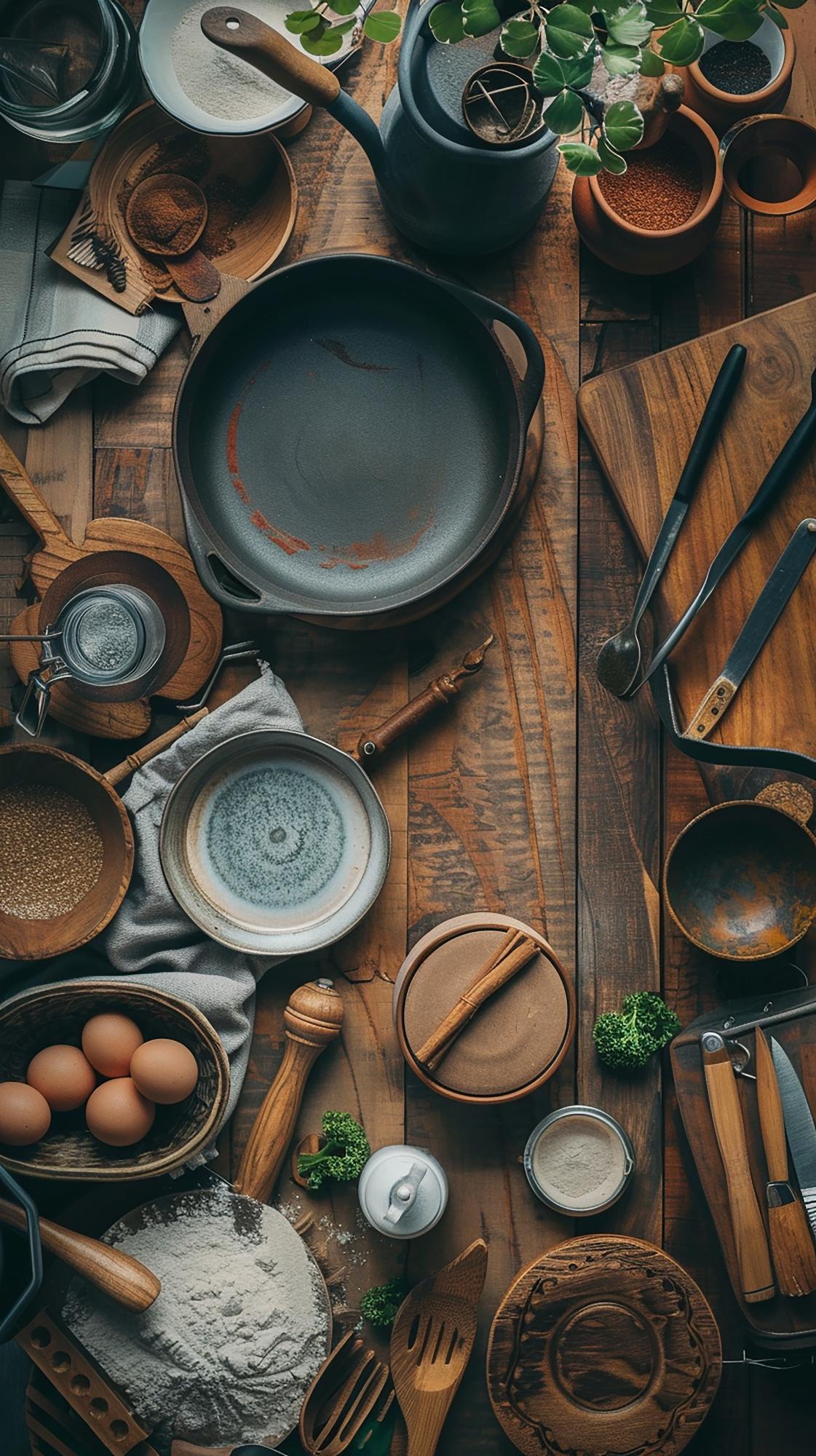 Interior atelier culinar cu masa de lucru